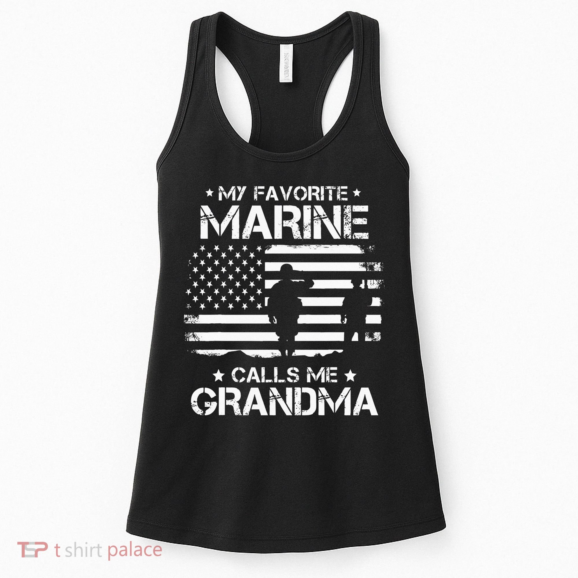 My Favorite Marine Calls Me Grandma USA Flag Women's Tank Top