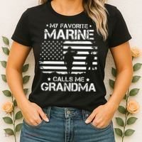 My Favorite Marine Calls Me Grandma USA Flag Women's T-Shirt thumb 2