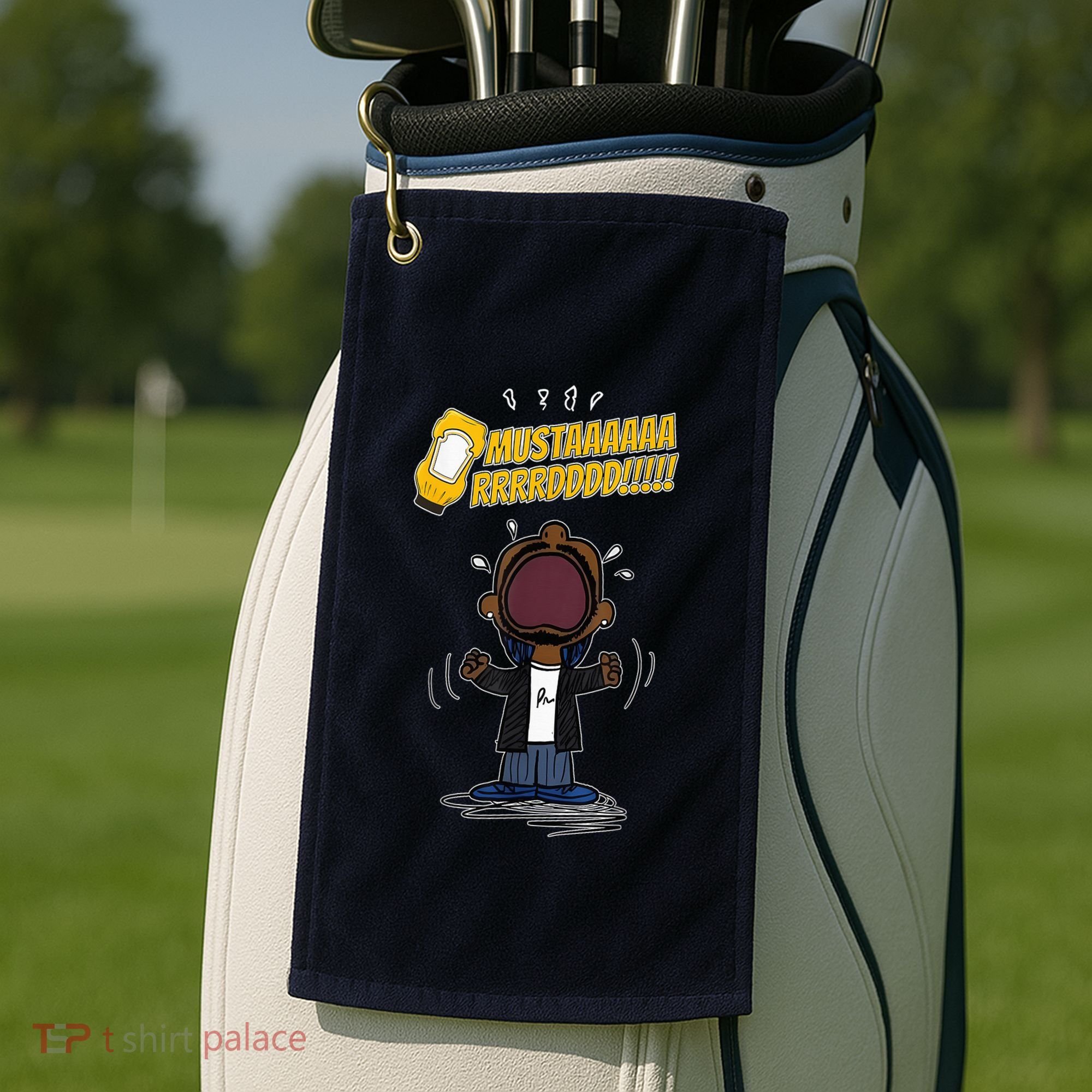 Mustarddd! Funny Mustard Lamar Tv Off Parody Golf Towel