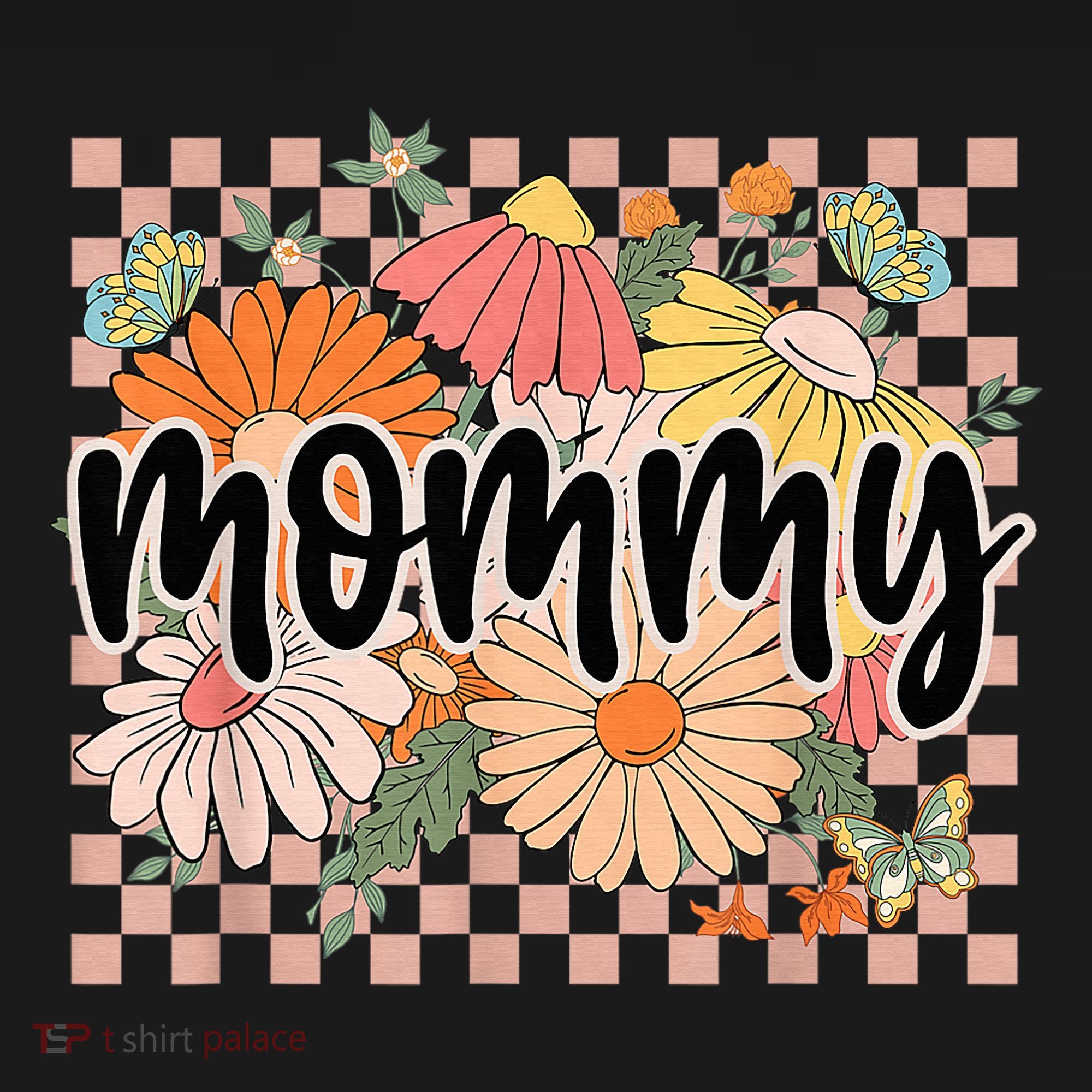 Mommy Floral Mother'S Day Wildflower Girl Checkered Women's Hoodie