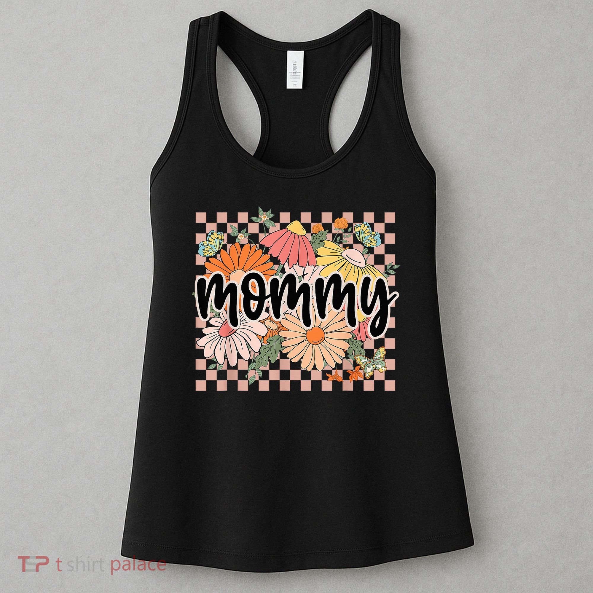 Mommy Floral Mother'S Day Wildflower Girl Checkered Women's Tank Top