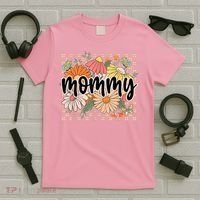 Mommy Floral Mother'S Day Wildflower Girl Checkered T-Shirt thumb 5