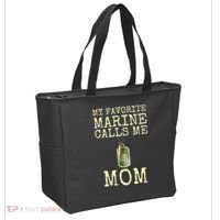 My Favorite Marine Calls Me Mom Funny Tote Bag thumb 2