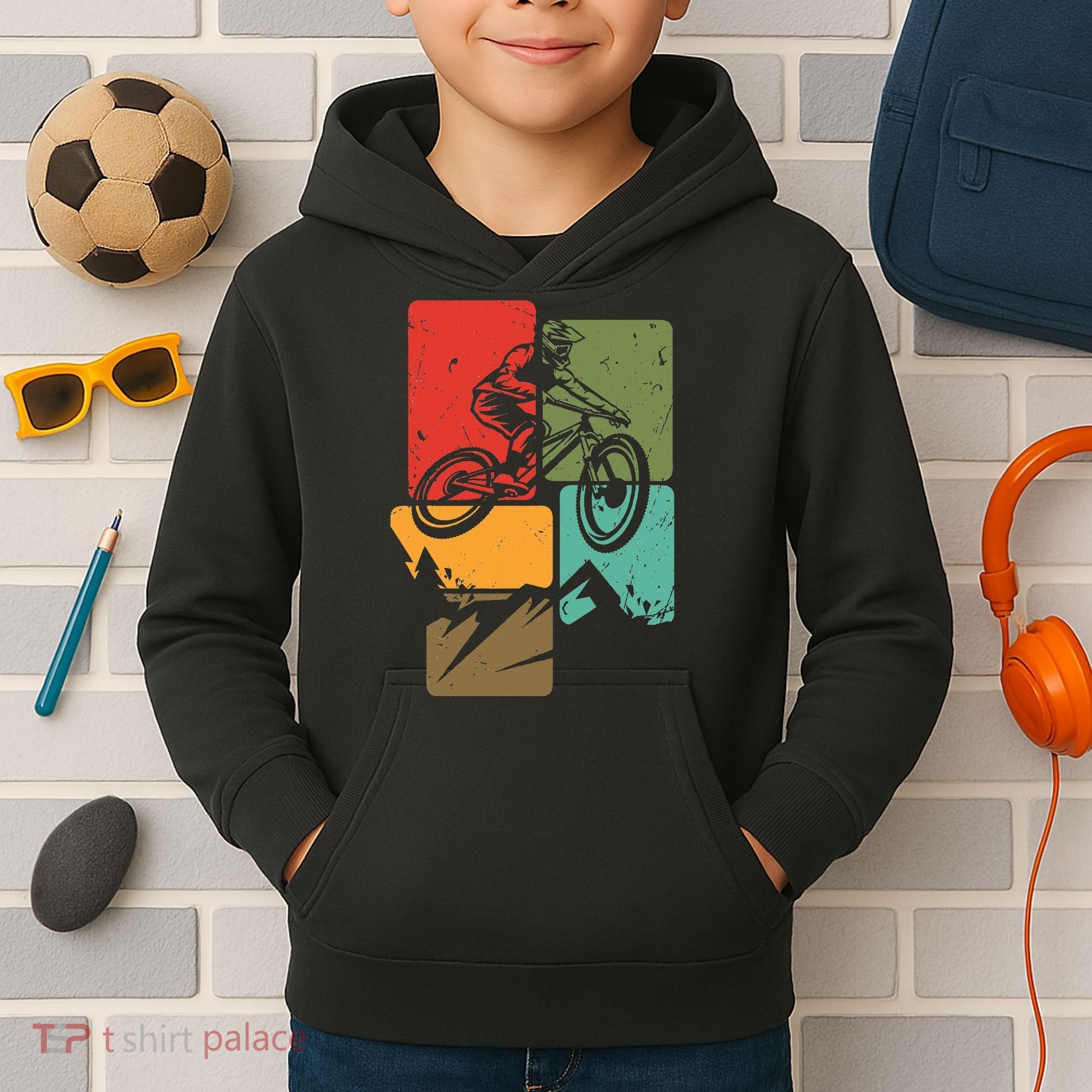 Mtb For Mountain Biker Retro Mountain Bike Kids Hoodie