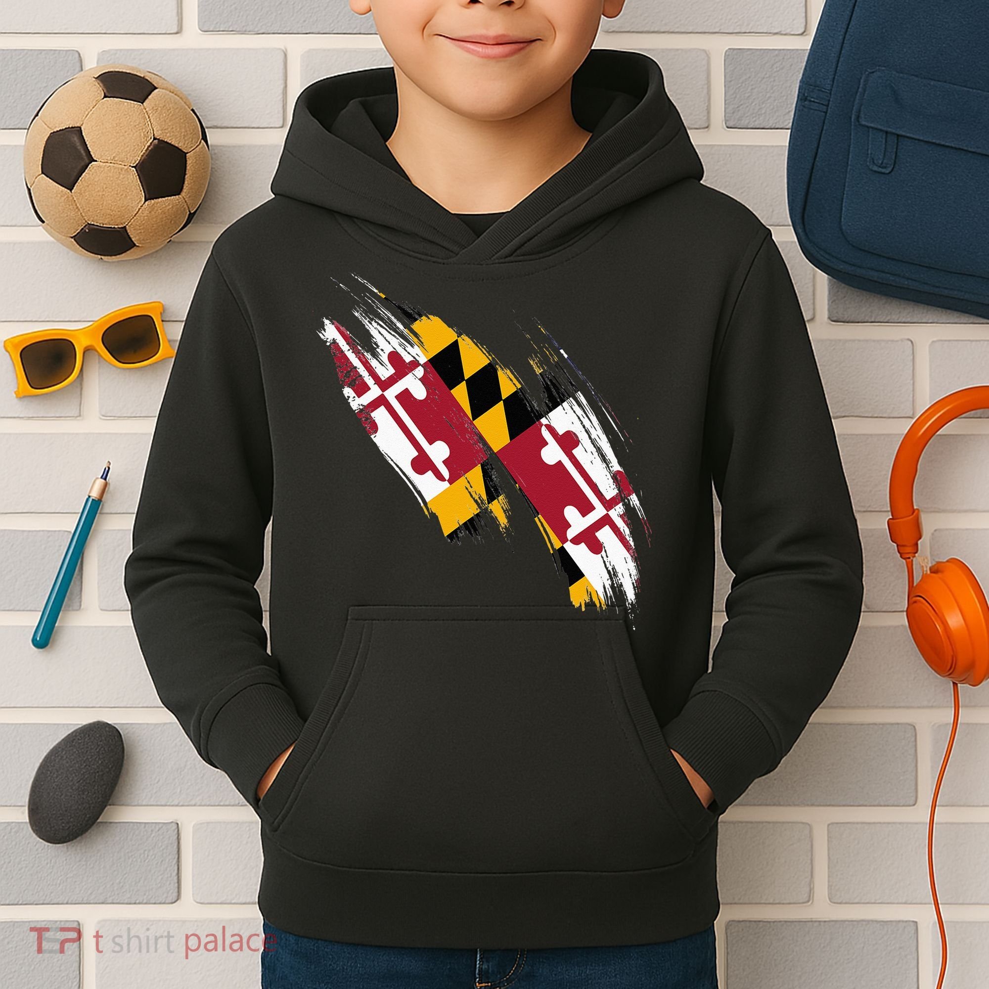Maryland Flag Marylander Maryland Flag State Pride Kids Hoodie
