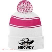 Meowdy Funny Mashup Between Meow And Howdy Cat Meme Great Gift Stripe Pom Pom Beanie thumb 0