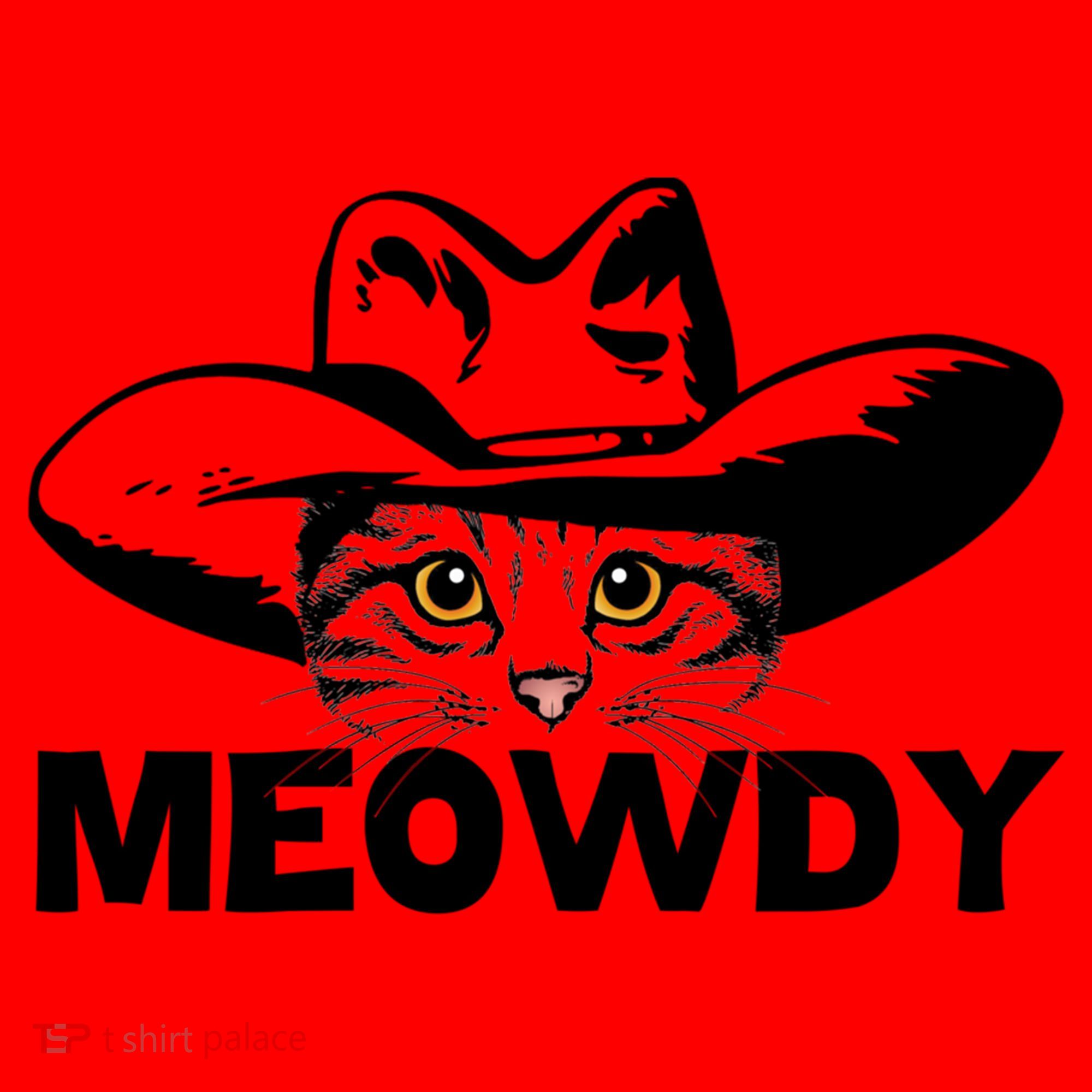 Meowdy Funny Mashup Between Meow And Howdy Cat Meme Great Gift Santa Hat