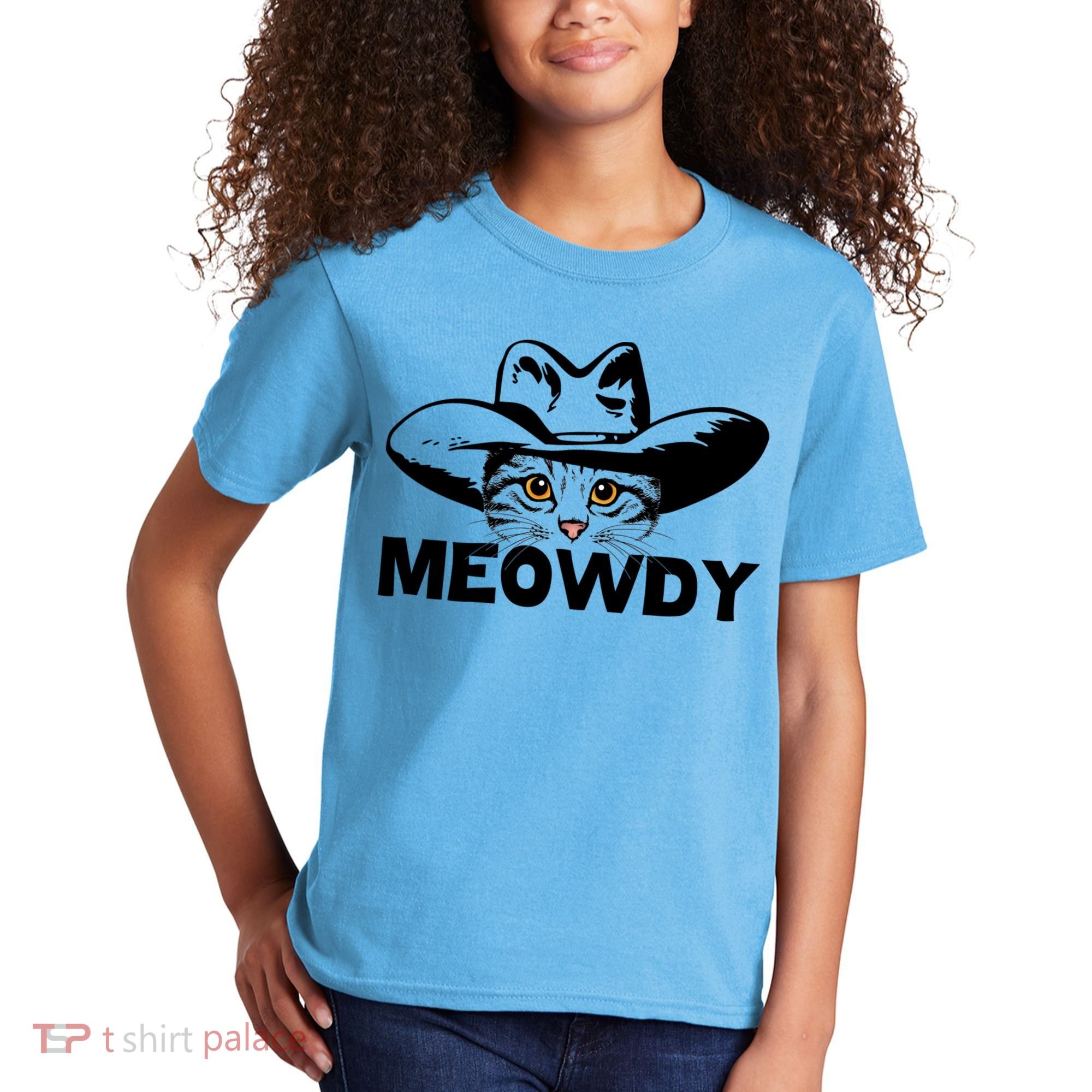 Meowdy Funny Mashup Between Meow And Howdy Cat Meme Great Gift Kids T-Shirt