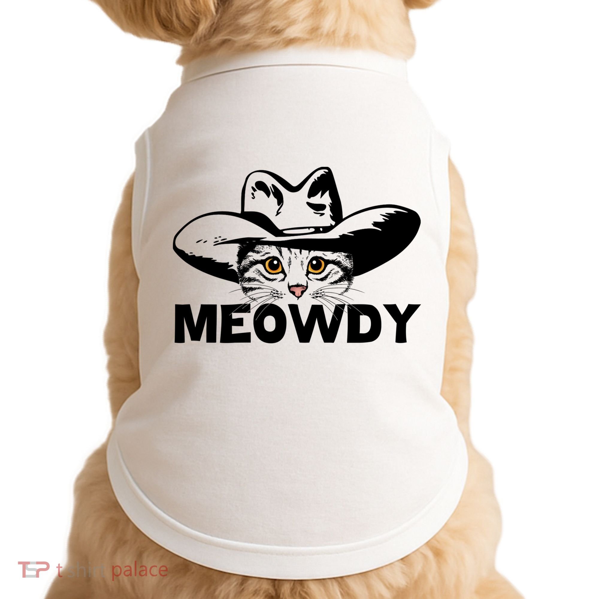 Meowdy Funny Mashup Between Meow And Howdy Cat Meme Great Gift Doggie Tank