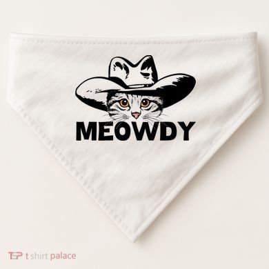 Meowdy Funny Mashup Between Meow And Howdy Cat Meme Great Gift USA-Made Doggie Bandana