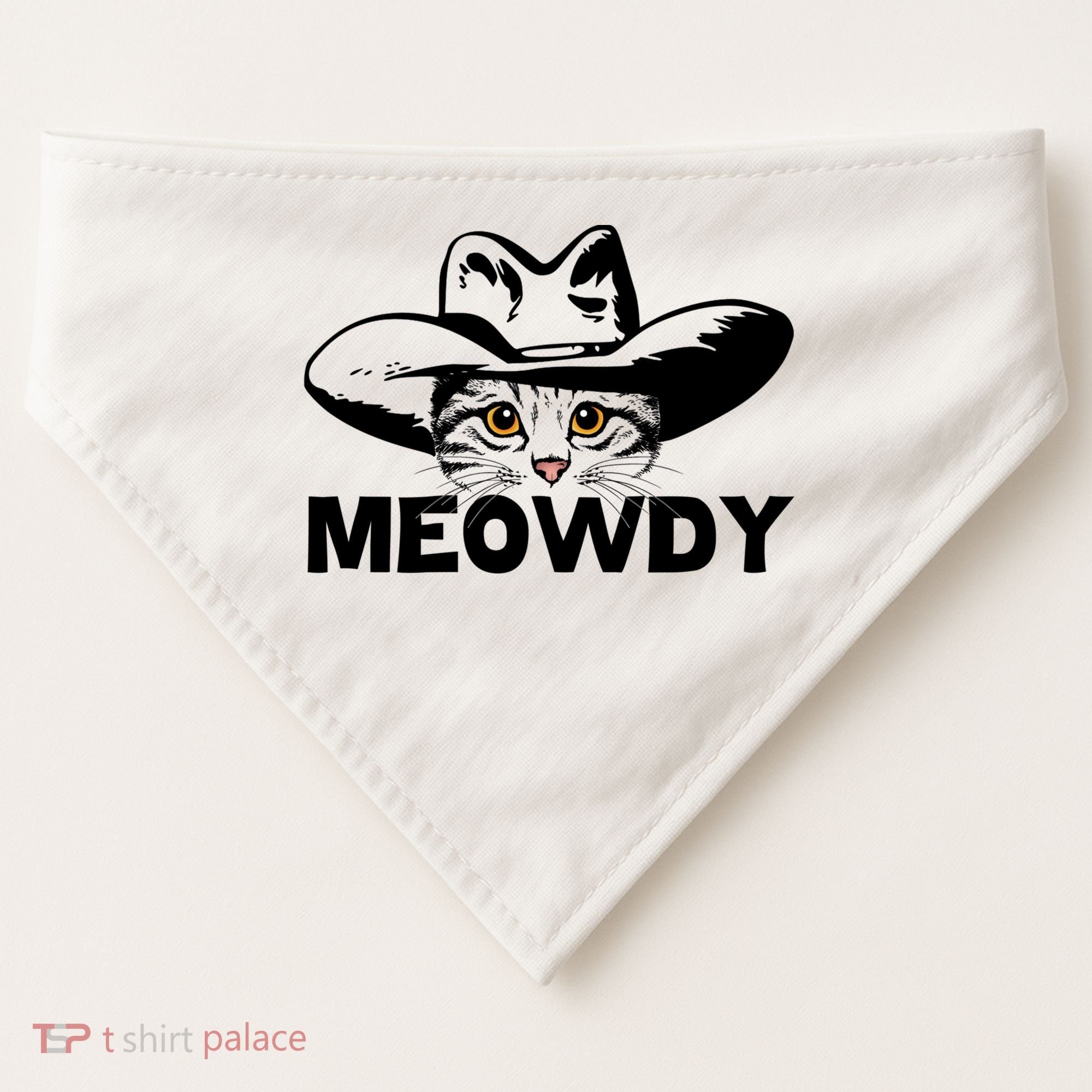 Meowdy Funny Mashup Between Meow And Howdy Cat Meme Great Gift USA-Made Doggie Bandana