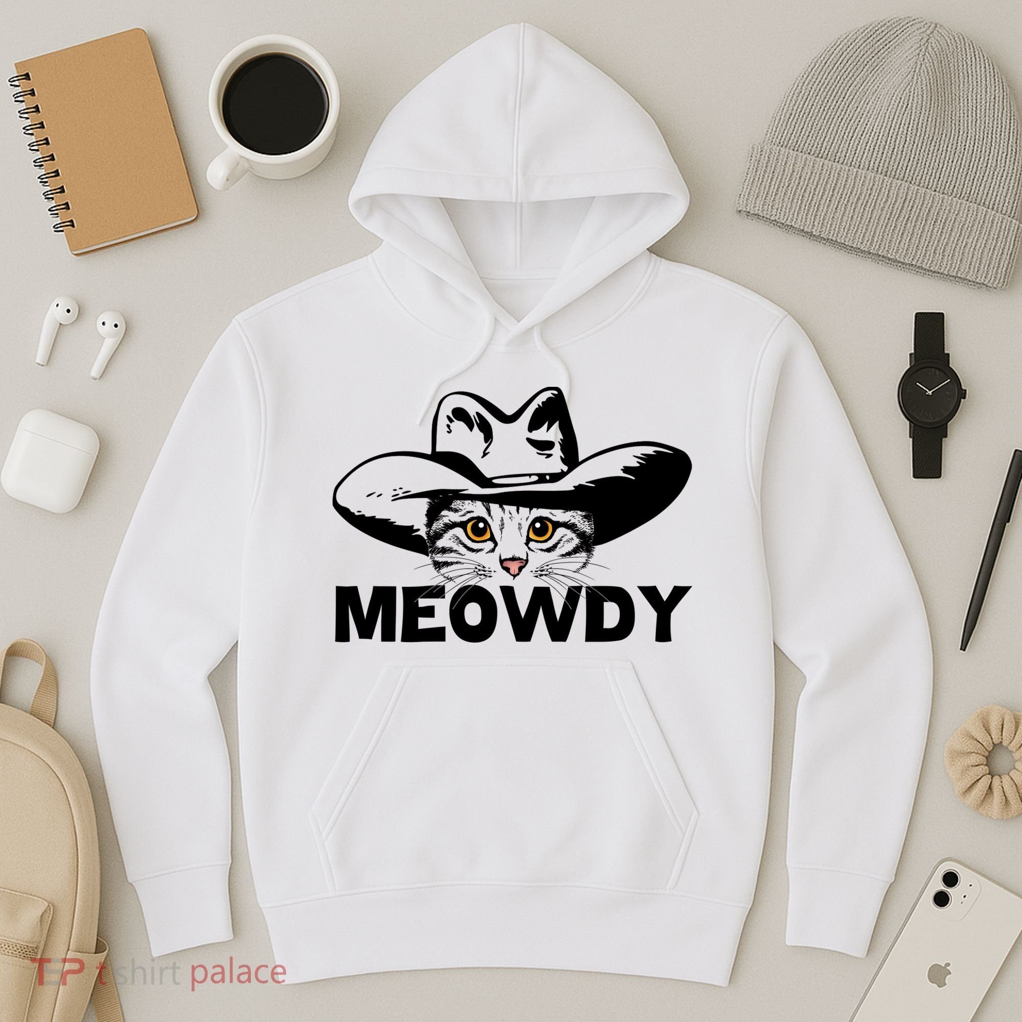 Meowdy Funny Mashup Between Meow And Howdy Cat Meme Great Gift Hoodie