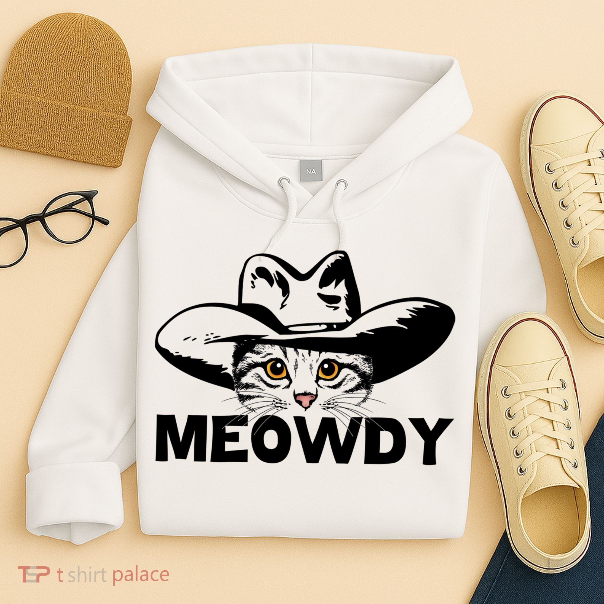 Meowdy Funny Mashup Between Meow And Howdy Cat Meme Great Gift Hoodie