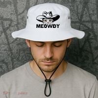 Meowdy Funny Mashup Between Meow And Howdy Cat Meme Great Gift Bucket Hat thumb 2