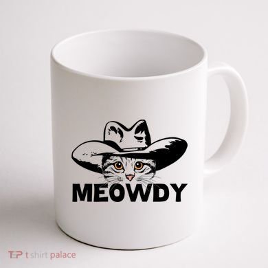 Meowdy Funny Mashup Between Meow And Howdy Cat Meme Great Gift Coffee Mug back