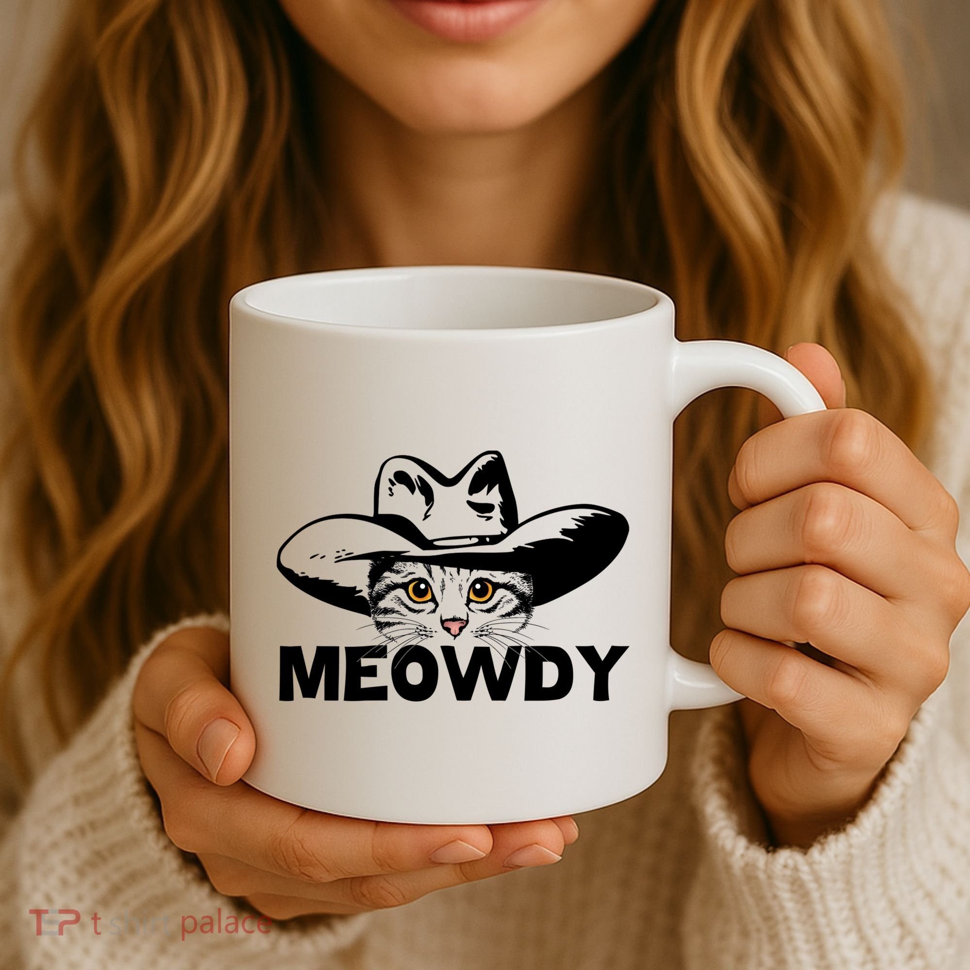 Meowdy Funny Mashup Between Meow And Howdy Cat Meme Great Gift Coffee Mug