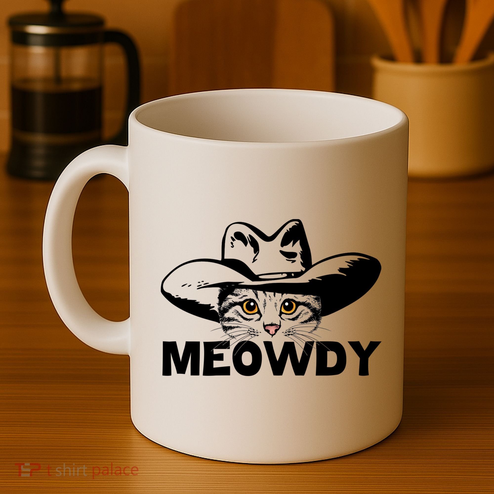 Meowdy Funny Mashup Between Meow And Howdy Cat Meme Great Gift Coffee Mug