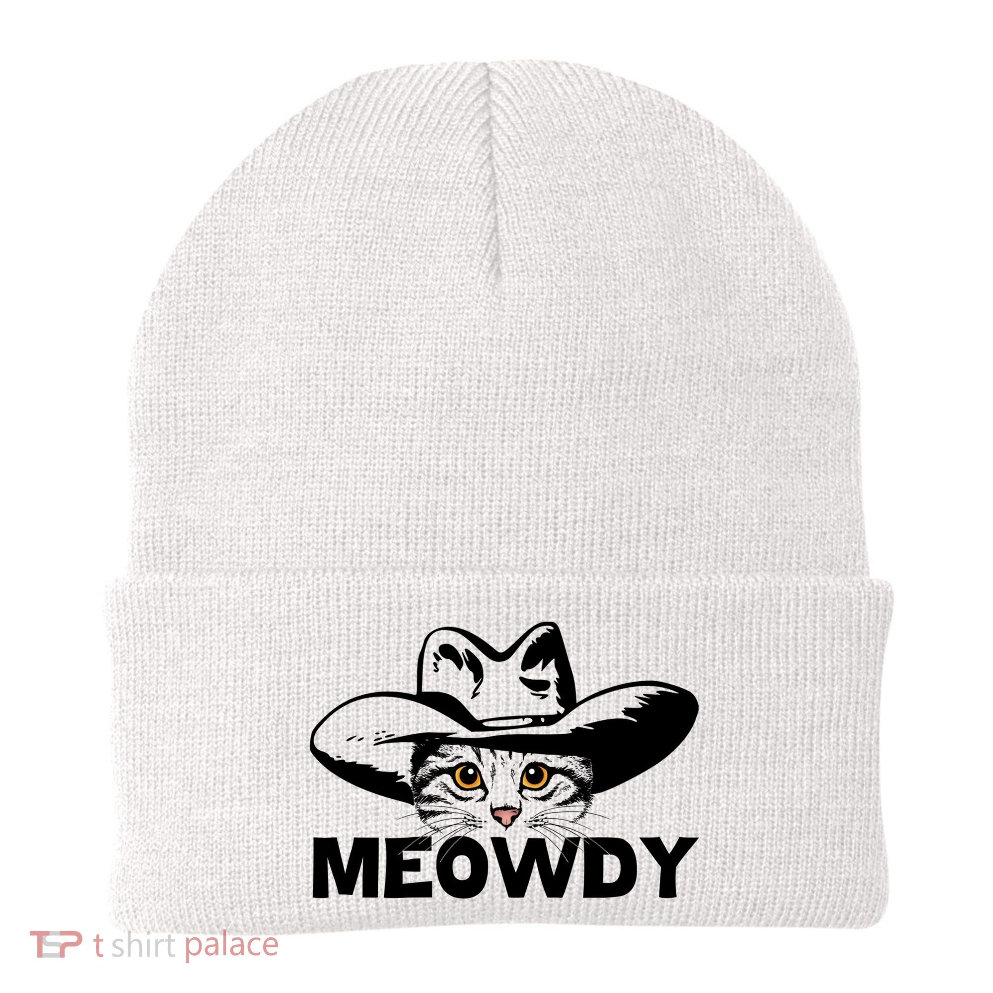 Meowdy Funny Mashup Between Meow And Howdy Cat Meme Great Gift Beanie
