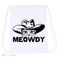 Meowdy Funny Mashup Between Meow And Howdy Cat Meme Great Gift Drawstring Bag thumb 0