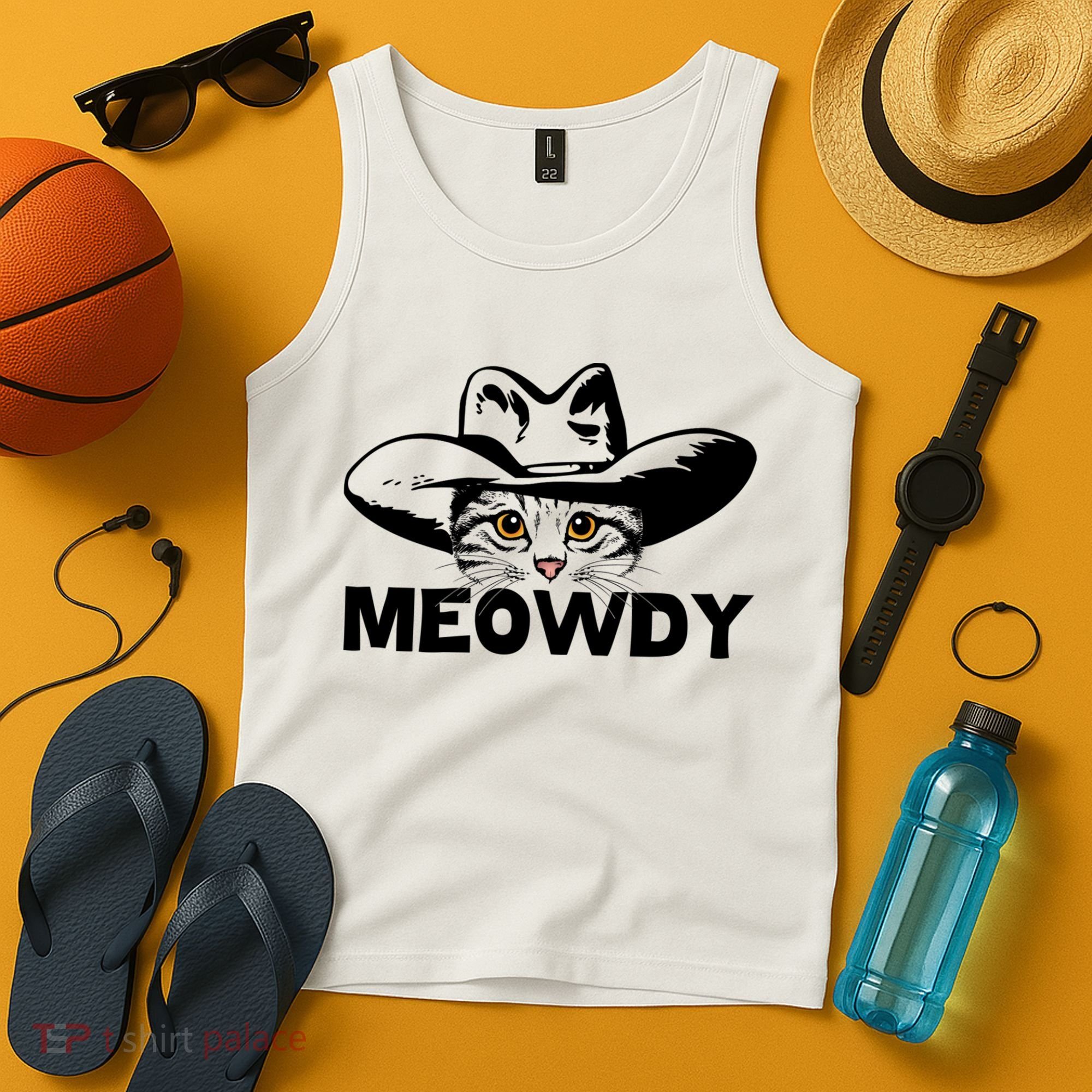 Meowdy Funny Mashup Between Meow And Howdy Cat Meme Great Gift Tank Top