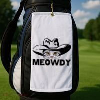 Meowdy Funny Mashup Between Meow And Howdy Cat Meme Great Gift Golf Towel thumb 2