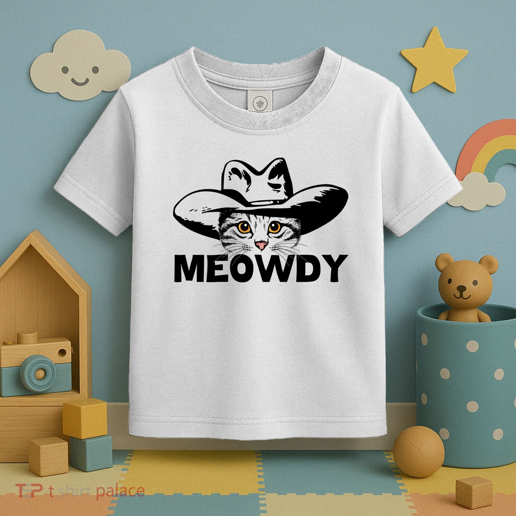 Meowdy Funny Mashup Between Meow And Howdy Cat Meme Great Gift Toddler T-Shirt