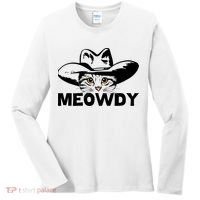 Meowdy Funny Mashup Between Meow And Howdy Cat Meme Great Gift Women's Long Sleeve Shirt thumb 0