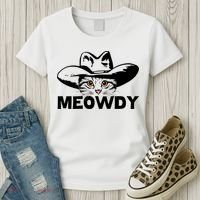 Meowdy Funny Mashup Between Meow And Howdy Cat Meme Great Gift Women's T-Shirt thumb 3