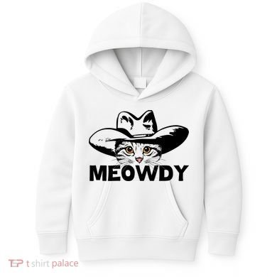 Meowdy Funny Mashup Between Meow And Howdy Cat Meme Great Gift Kids Hoodie