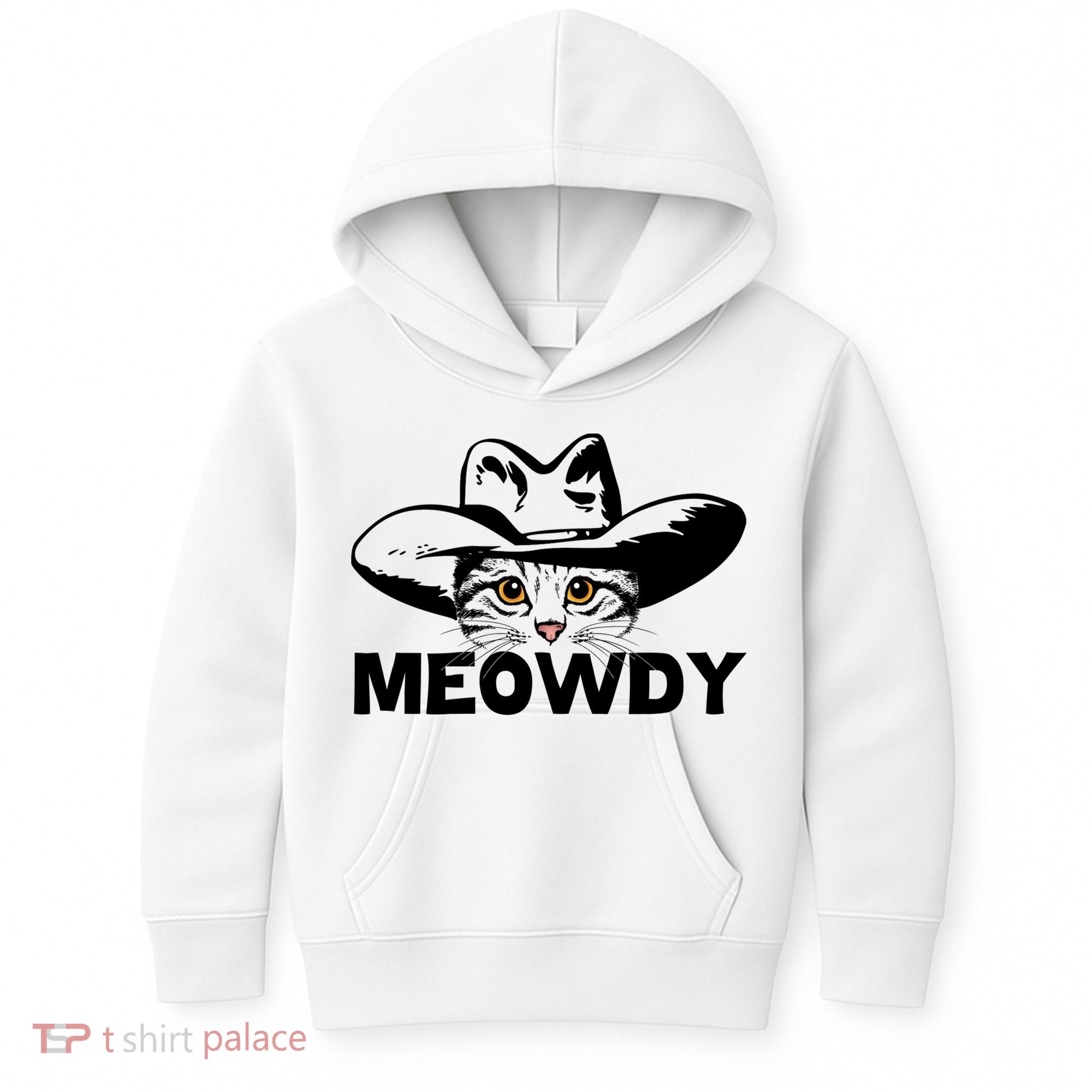 Meowdy Funny Mashup Between Meow And Howdy Cat Meme Great Gift Kids Hoodie