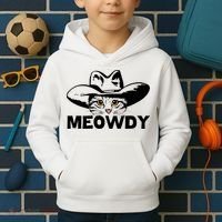 Meowdy Funny Mashup Between Meow And Howdy Cat Meme Great Gift Kids Hoodie thumb 2