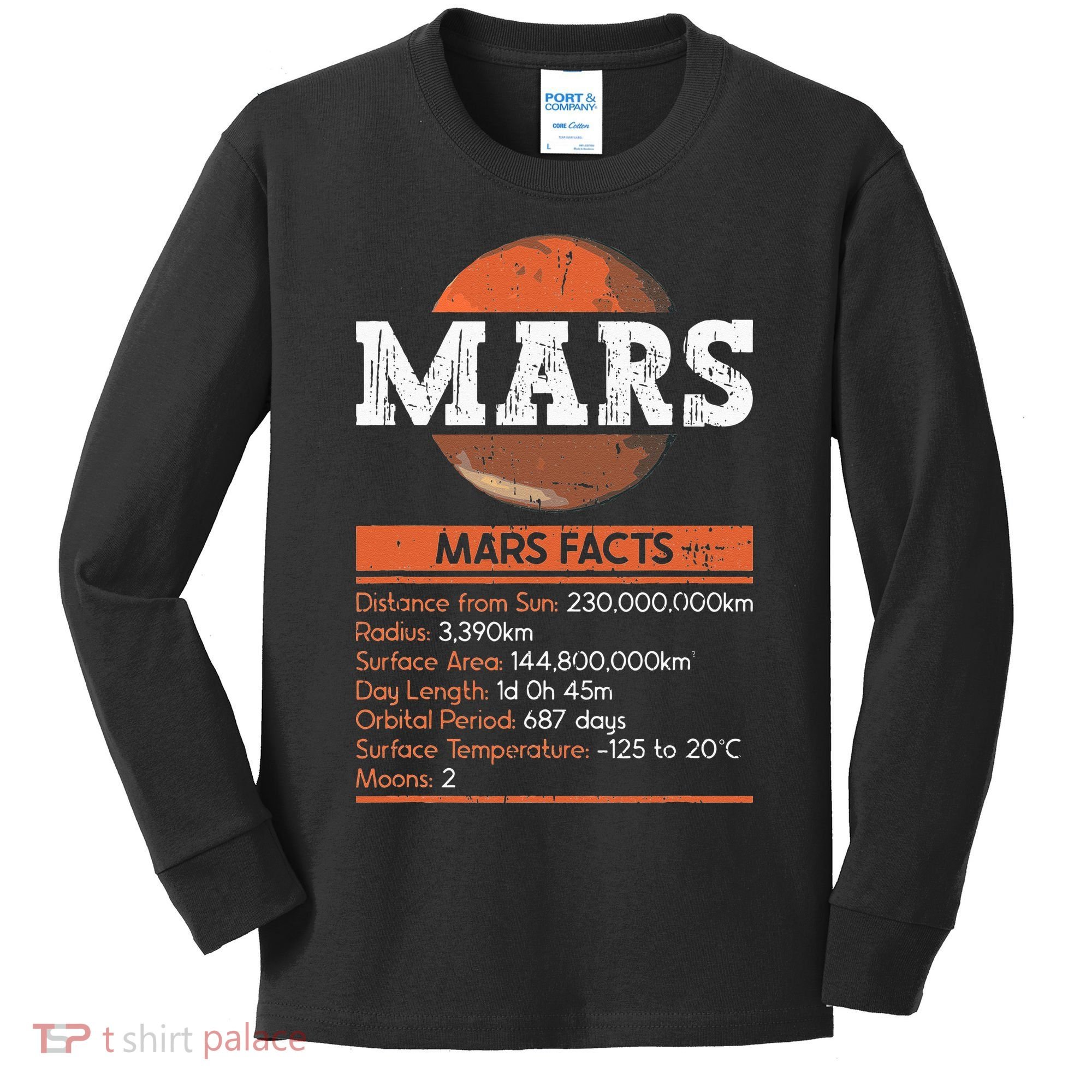 Mars Facts Mars Planet Space Lover Kids Long Sleeve Shirt