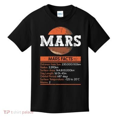 Mars Facts Mars Planet Space Lover Kids T-Shirt