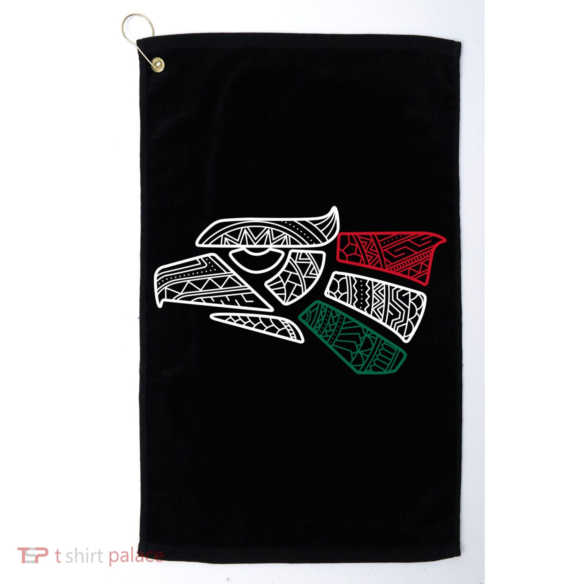 Mexico Flag Mexican Eagle Aztec Style Hecho En Mexico Golf Towel