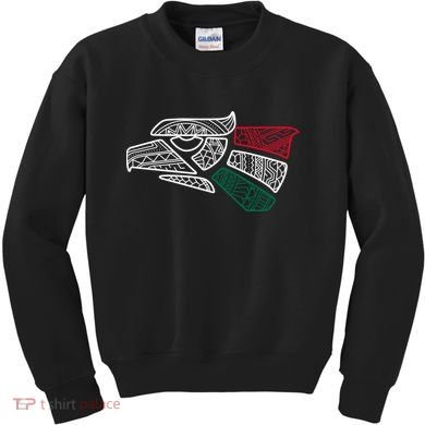 Mexico Flag Mexican Eagle Aztec Style Hecho En Mexico Kids Sweatshirt
