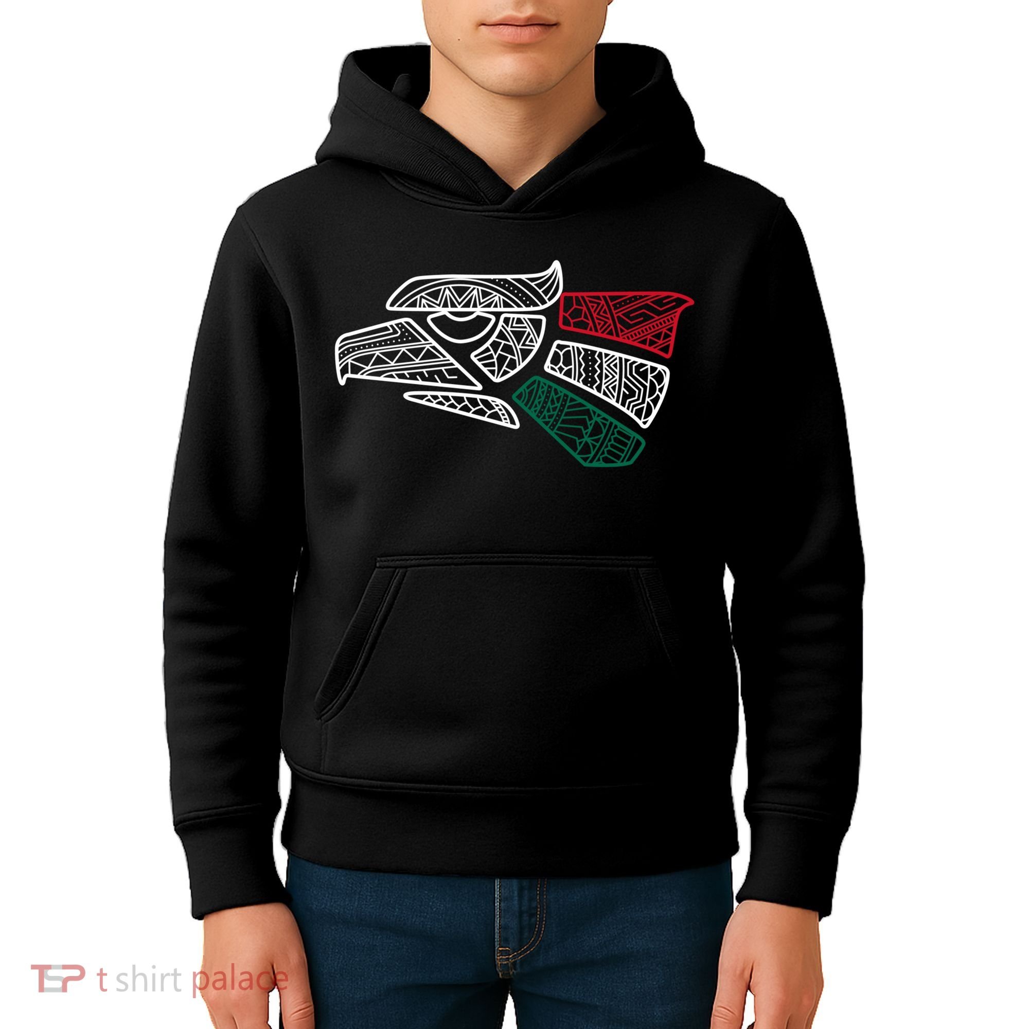Mexico Flag Mexican Eagle Aztec Style Hecho En Mexico Kids Hoodie