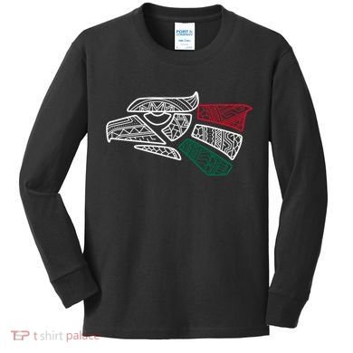 Mexico Flag Mexican Eagle Aztec Style Hecho En Mexico Kids Long Sleeve Shirt