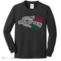 Mexico Flag Mexican Eagle Aztec Style Hecho En Mexico Kids Long Sleeve Shirt thumb 0