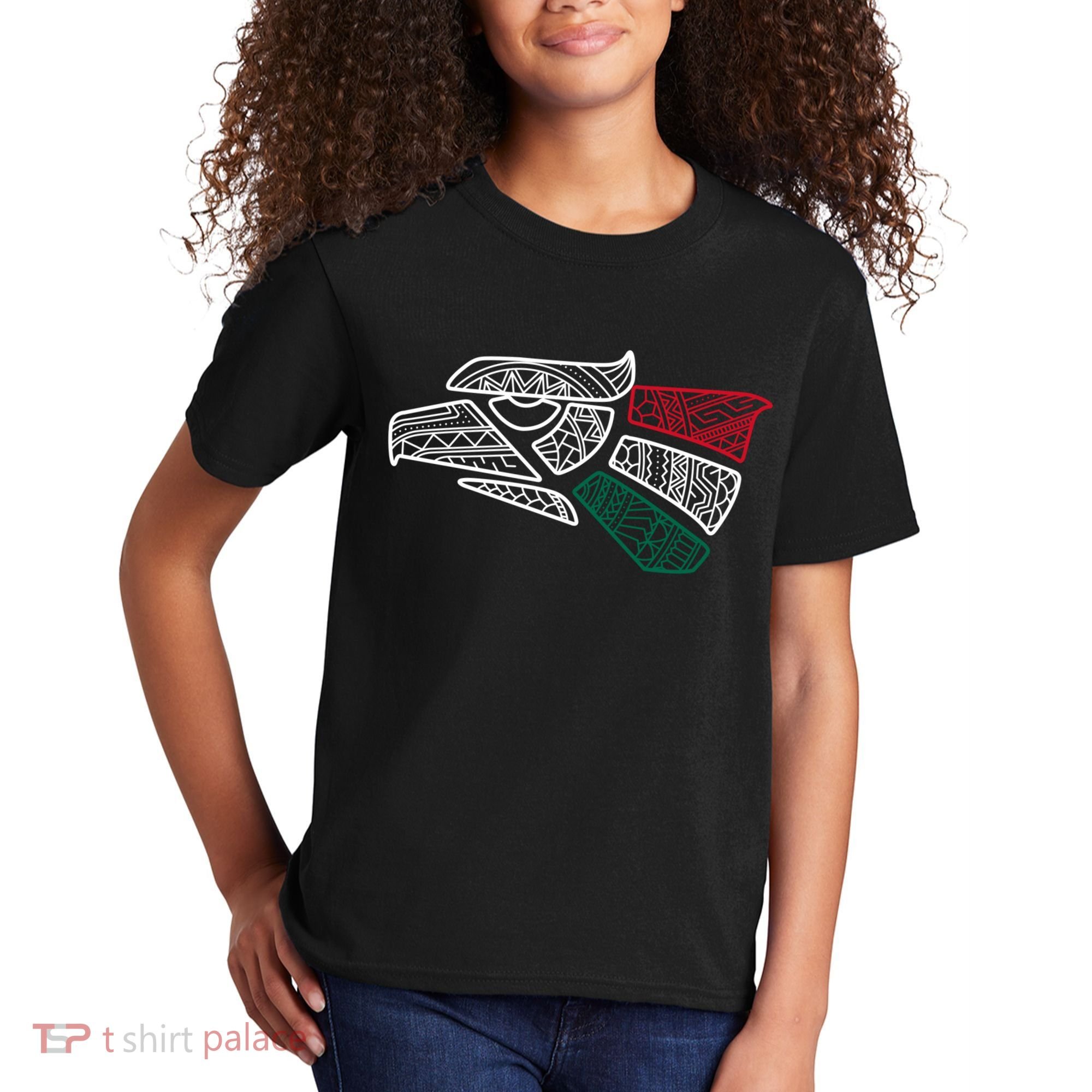 Mexico Flag Mexican Eagle Aztec Style Hecho En Mexico Kids T-Shirt