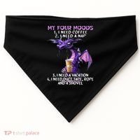 My Four Moods I Need Coffee I Need A Nap Dragon USA-Made Doggie Bandana thumb 0