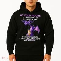 My Four Moods I Need Coffee I Need A Nap Dragon Hoodie thumb 2