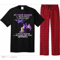 My Four Moods I Need Coffee I Need A Nap Dragon Pajama Set thumb 0