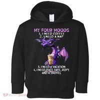My Four Moods I Need Coffee I Need A Nap Dragon Toddler Hoodie thumb 0