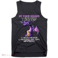 My Four Moods I Need Coffee I Need A Nap Dragon Tank Top thumb 0