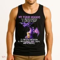 My Four Moods I Need Coffee I Need A Nap Dragon Tank Top thumb 3