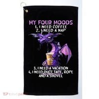 My Four Moods I Need Coffee I Need A Nap Dragon Golf Towel thumb 0
