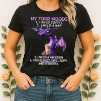 My Four Moods I Need Coffee I Need A Nap Dragon Women's T-Shirt thumb 2