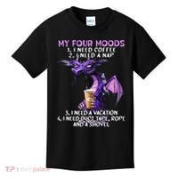 My Four Moods I Need Coffee I Need A Nap Dragon Kids T-Shirt thumb 0
