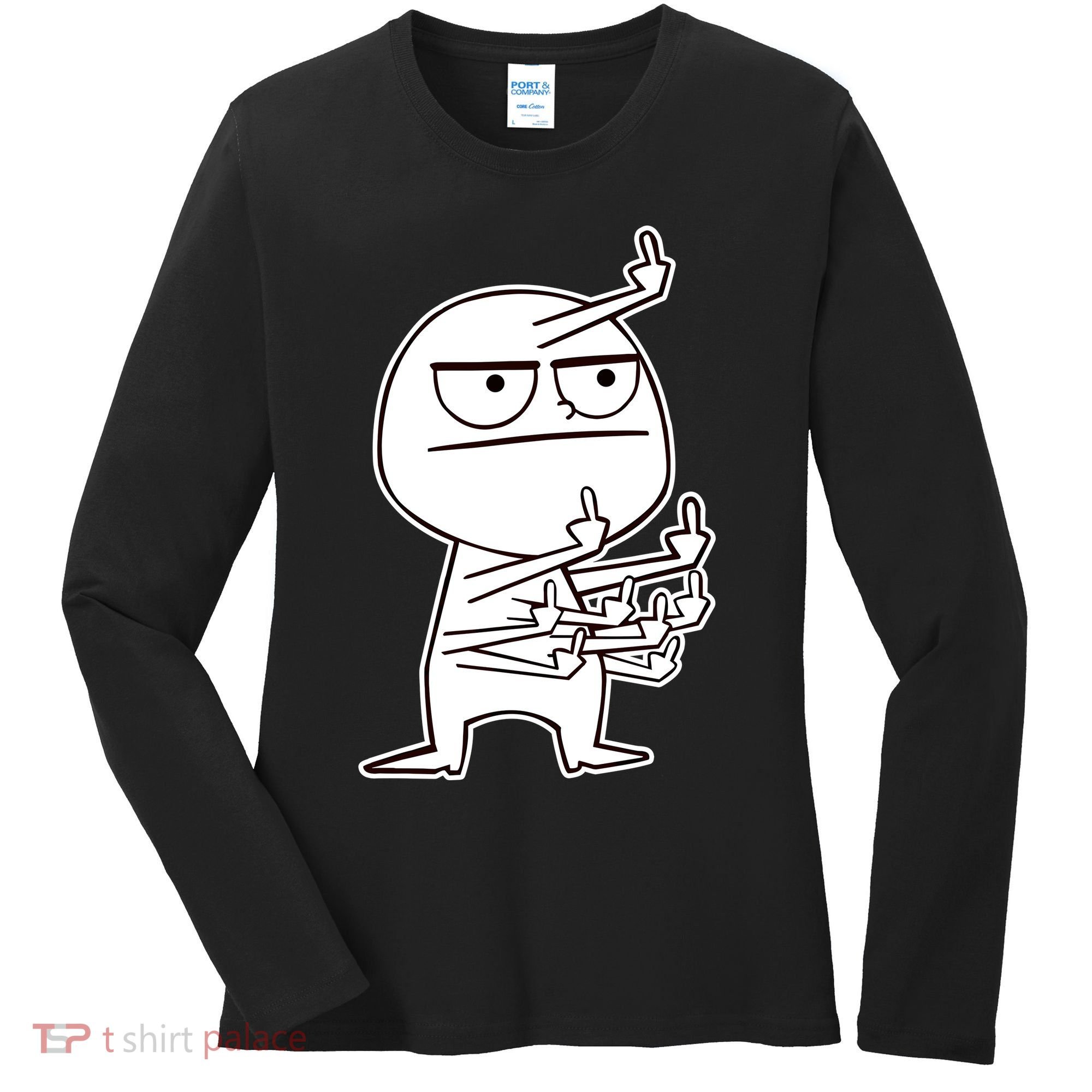 Middle Finger Maniac Funny Women's Long Sleeve Shirt