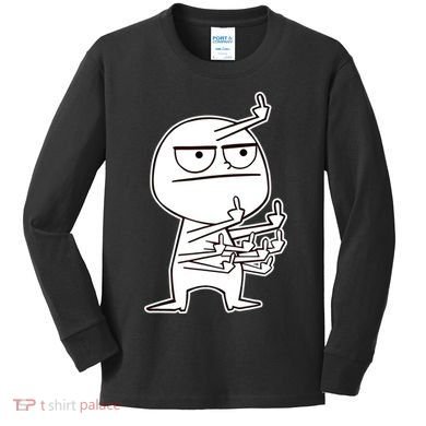 Middle Finger Maniac Funny Kids Long Sleeve Shirt